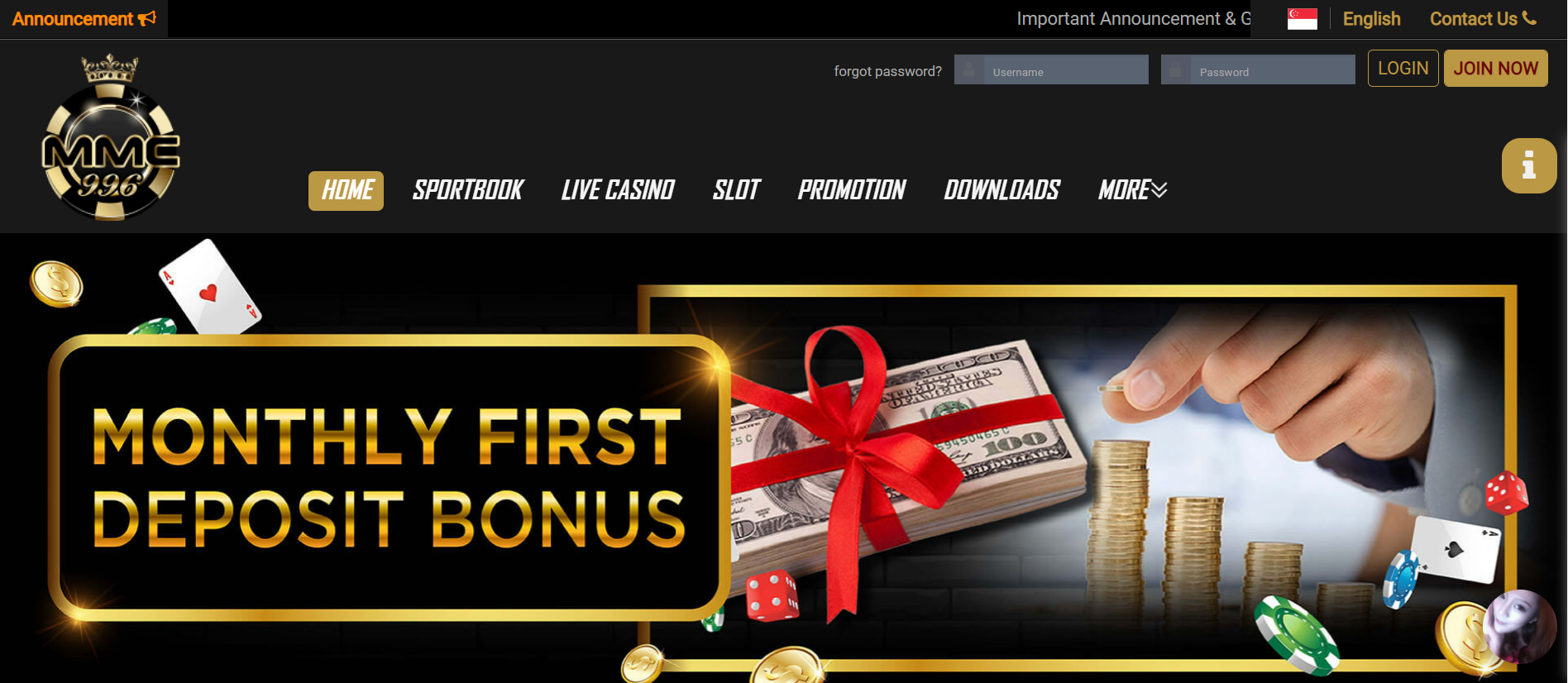 MMC996 Online Casino Singapore Homepage