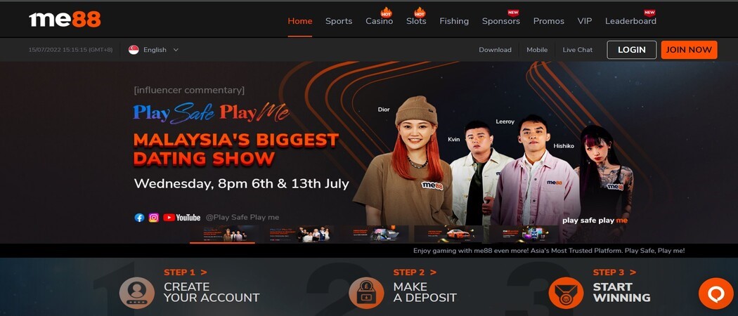 Me88 Online Casino Homepage