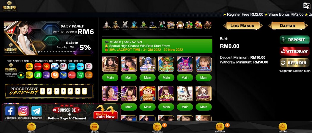 Magnum96 Online Casino Malaysia Homepage